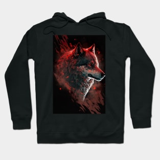 Cool Wolf portrait with red glow Hoodie